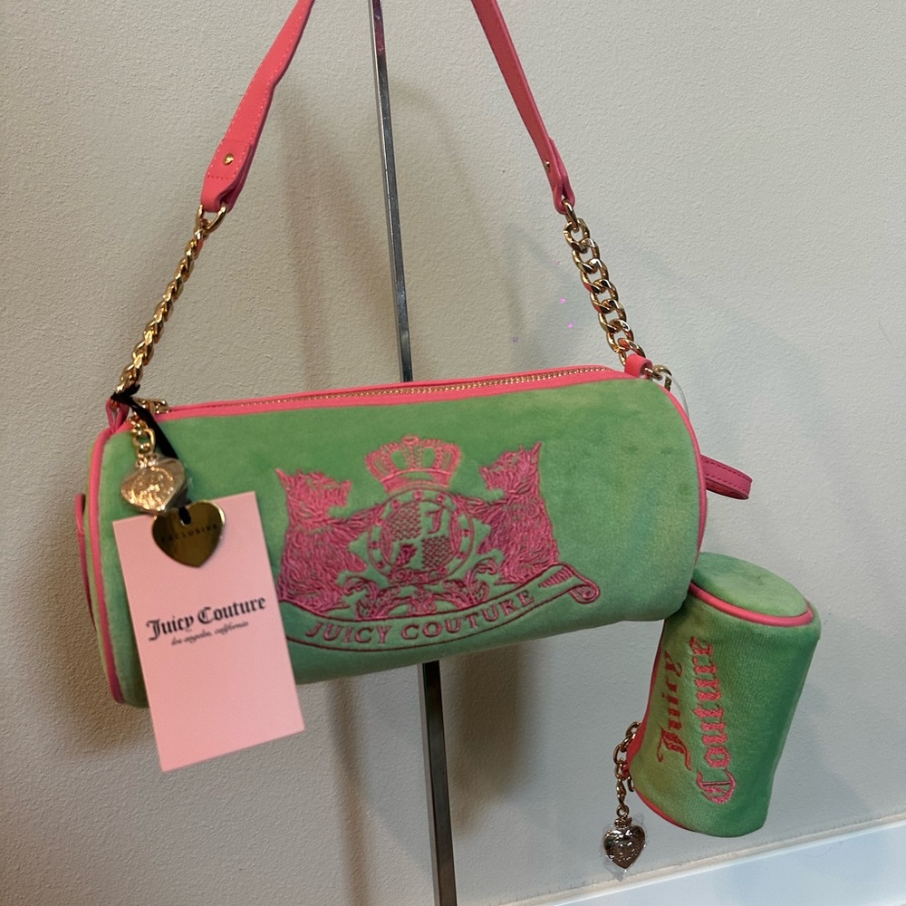 Juicy Couture Choose Scottie Satchel/Shoulder Bag Retro Green/Pink